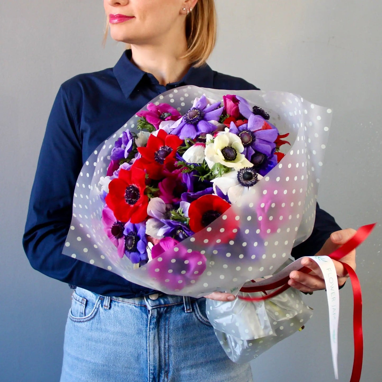 mix of colorful anemones 