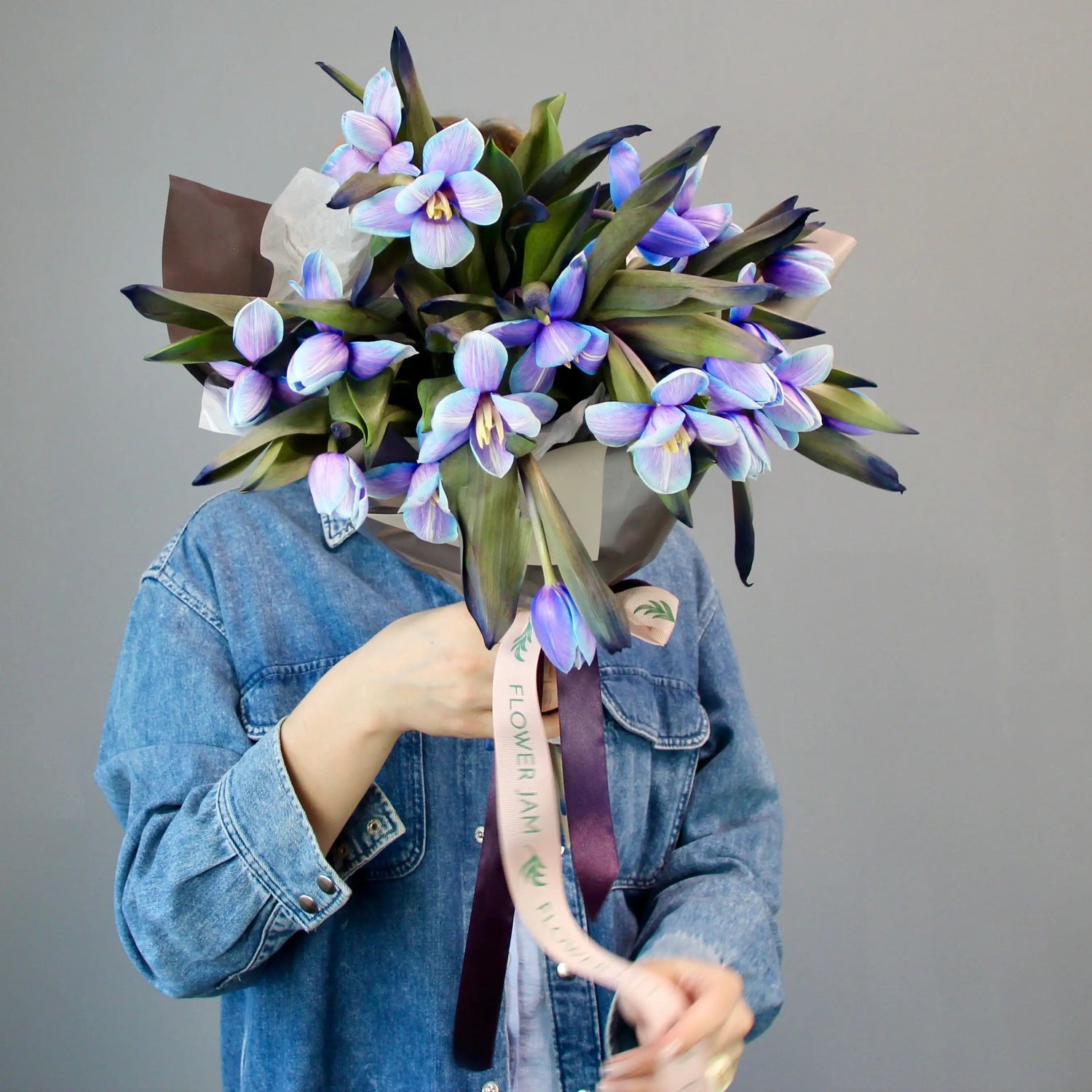 bouquet of blue tulips