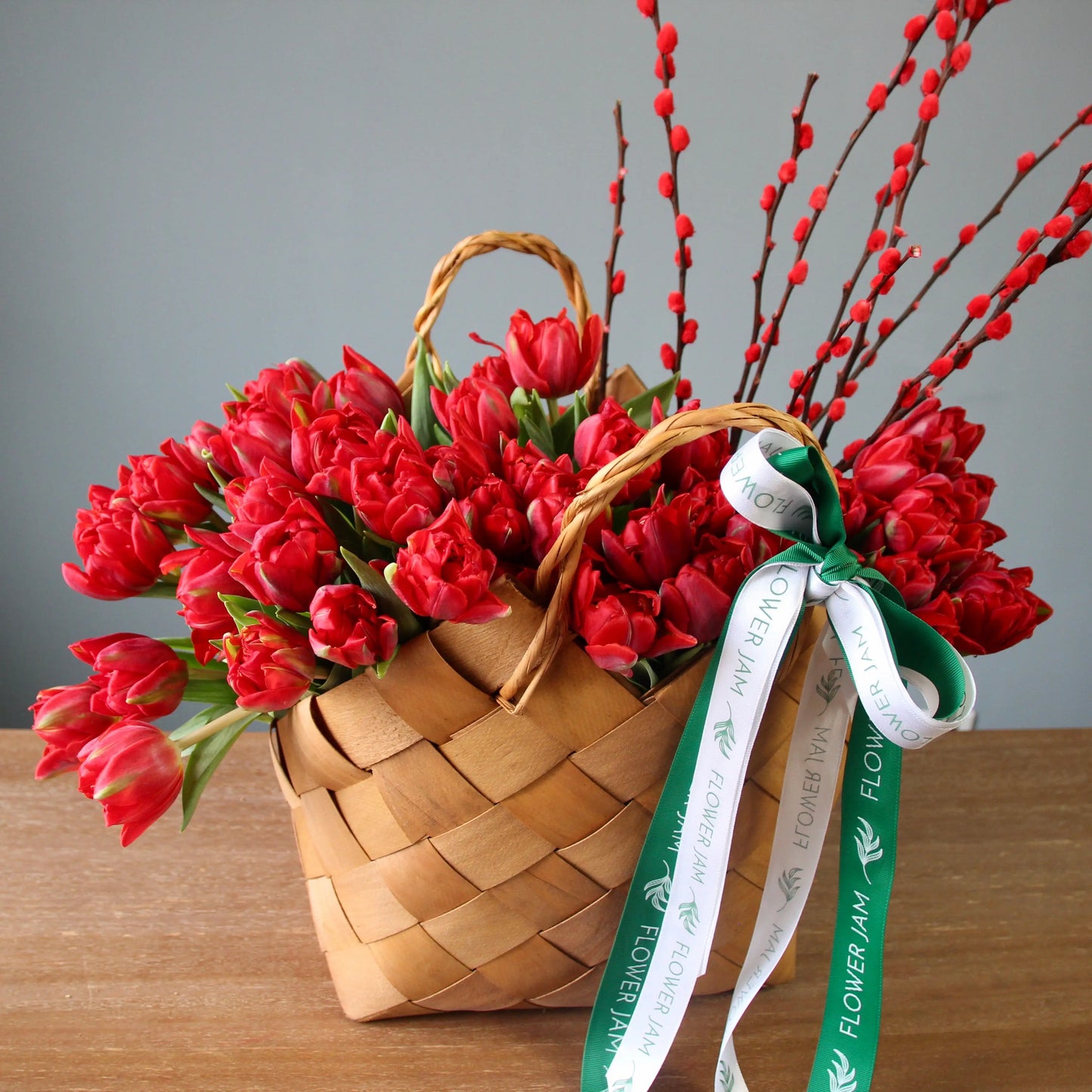 interior flower arrangement  Flowers in a basket