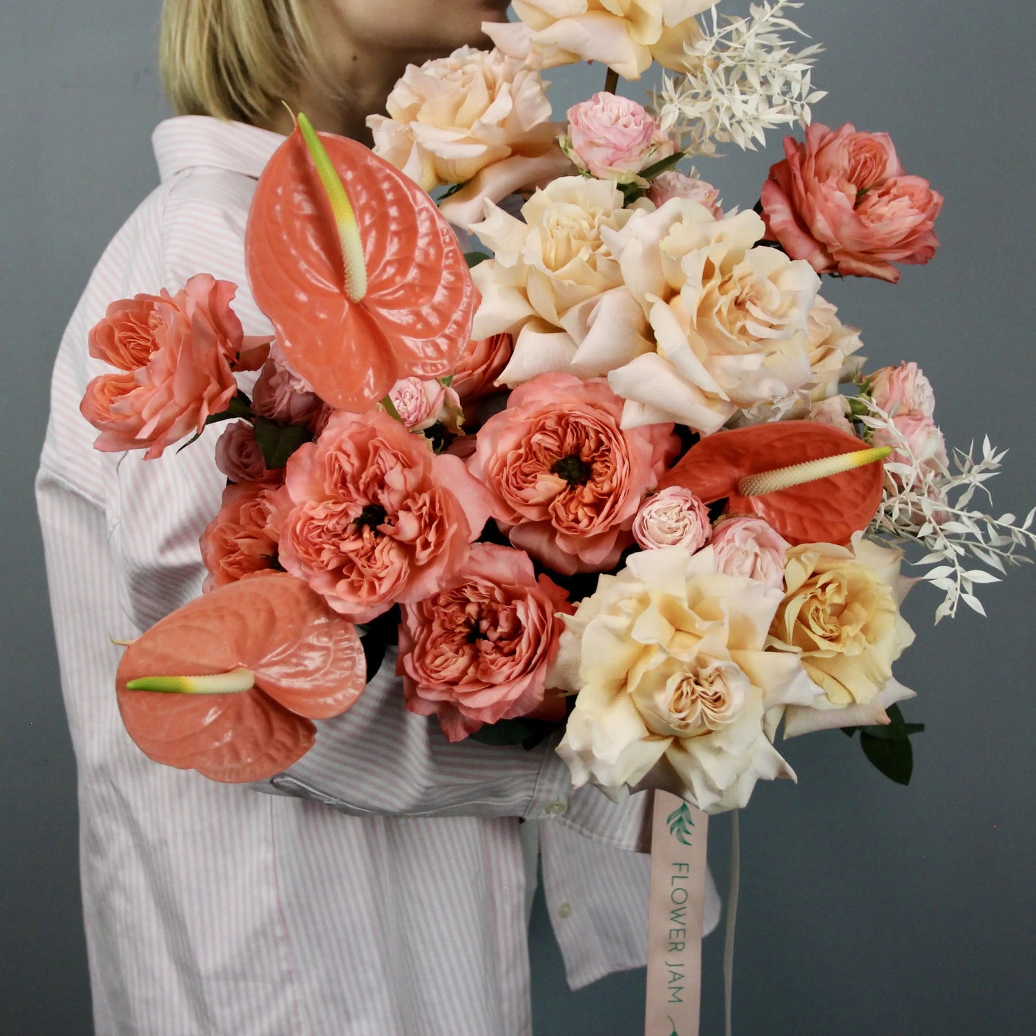 a bouqet of anthurium with roses flowers delivery same day Bouquet of Flowers