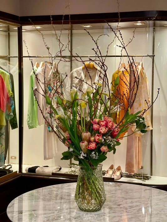 a flower arrangement for a yacht interior