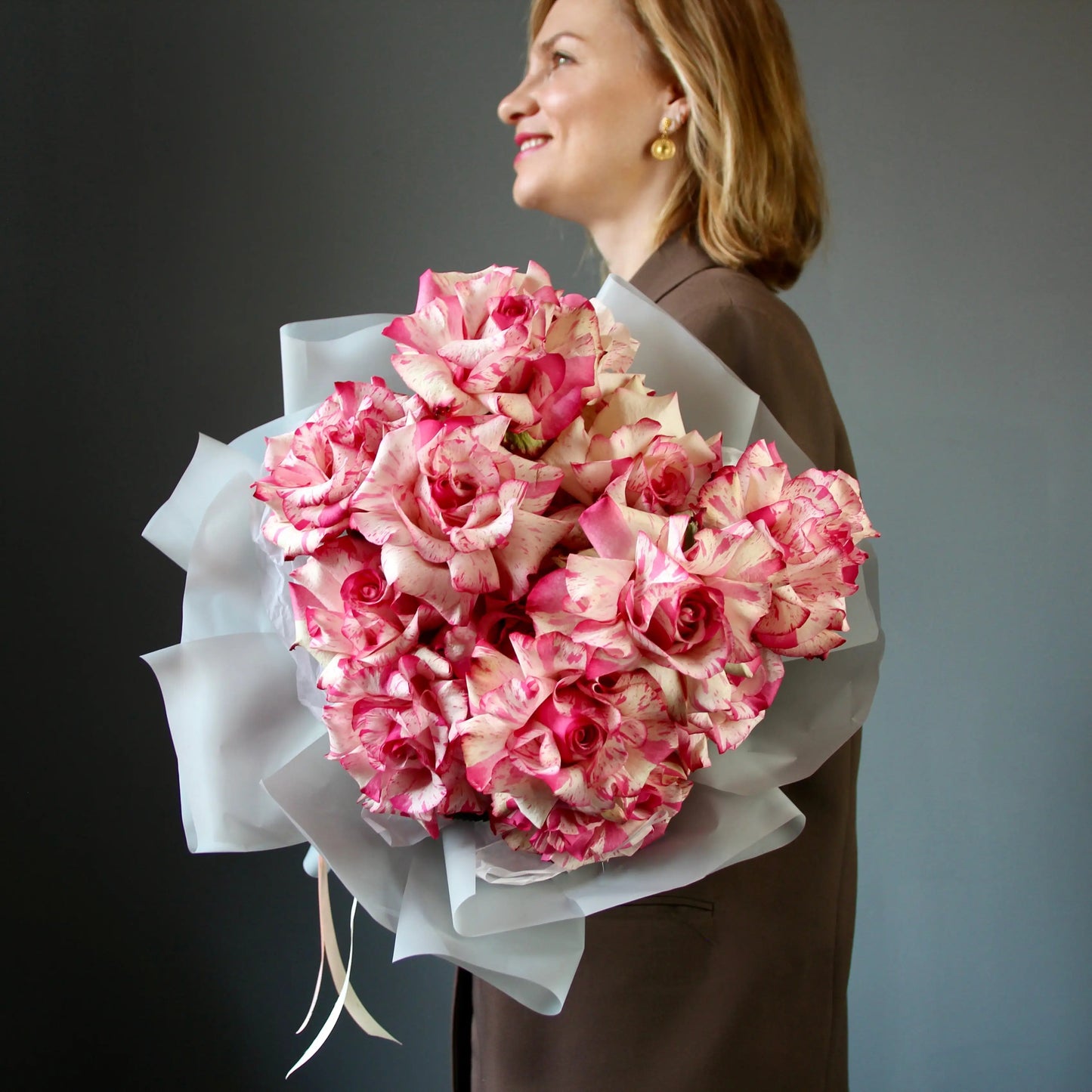bouquet of Tender and bicolour roses