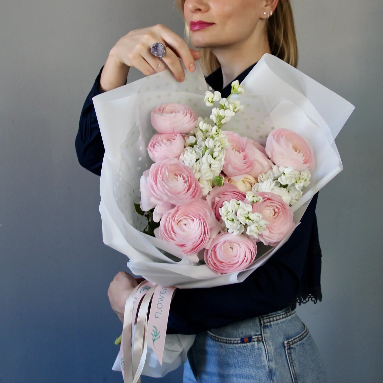 bouquet of pink ranunculus