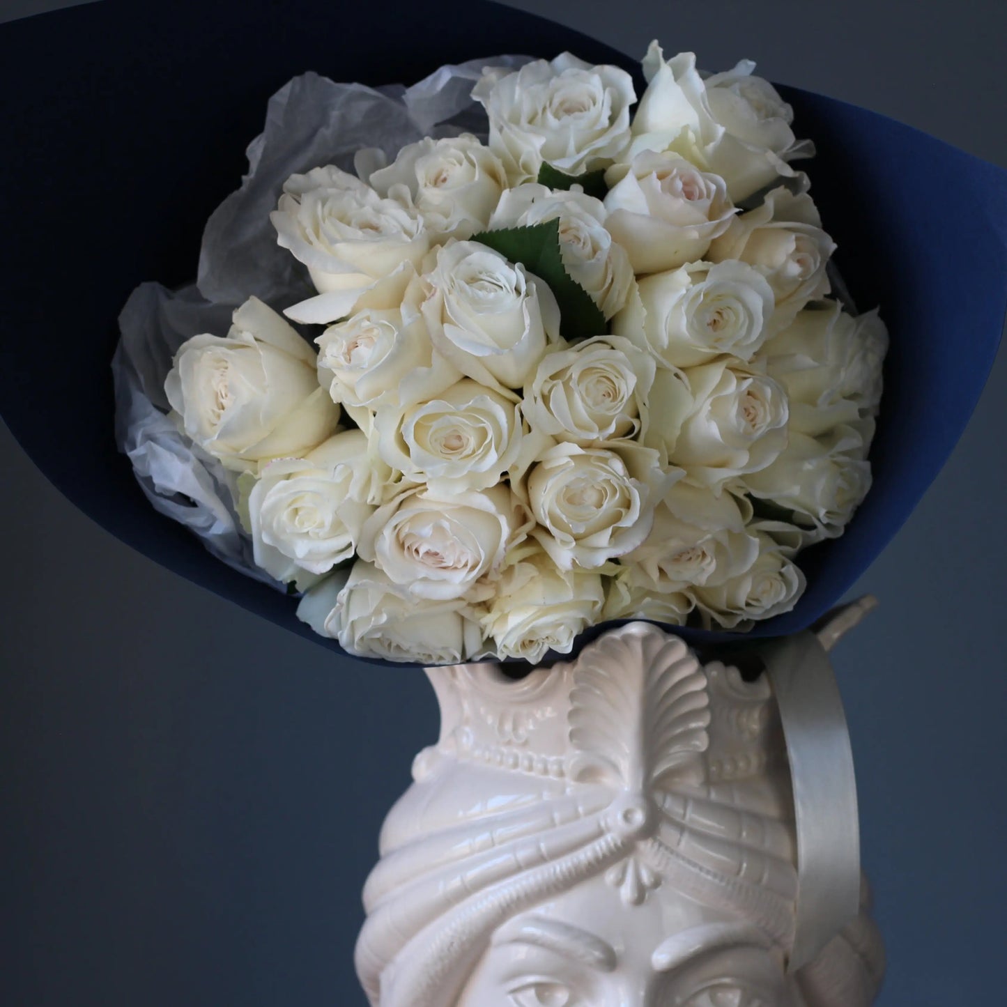 miyuki flowers in  white ceramic vase