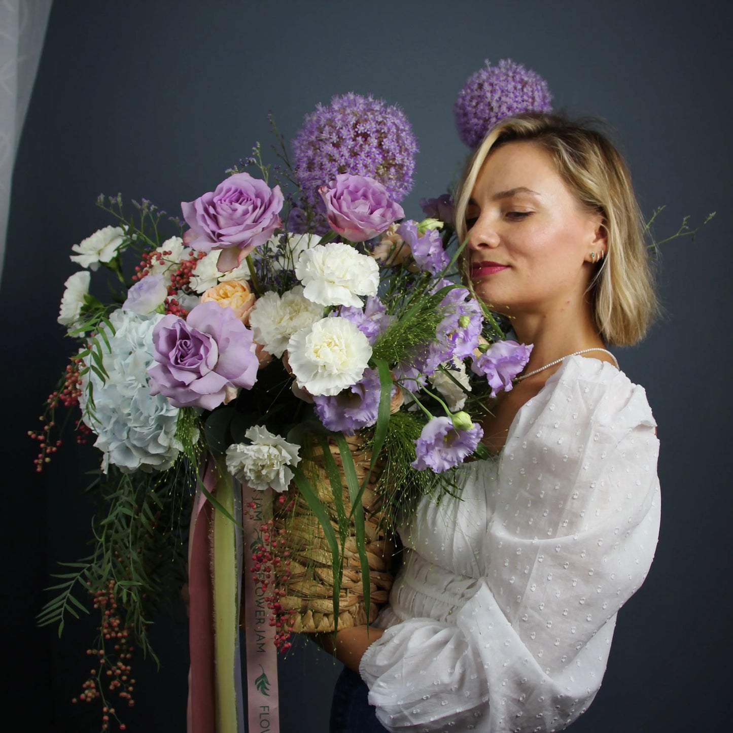 flower delivery in a basket