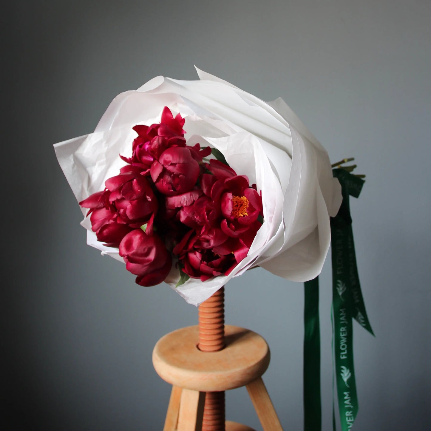 bouquet of red peonies