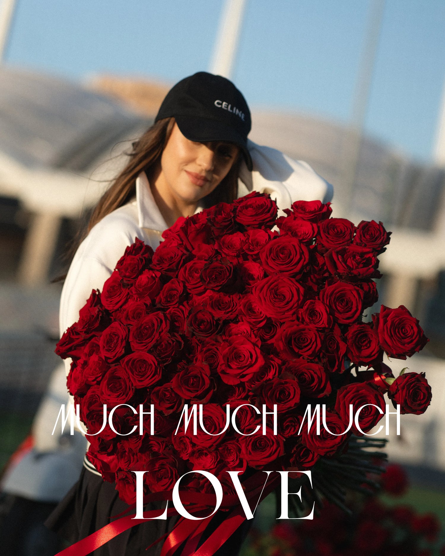 red roses with gurl much love