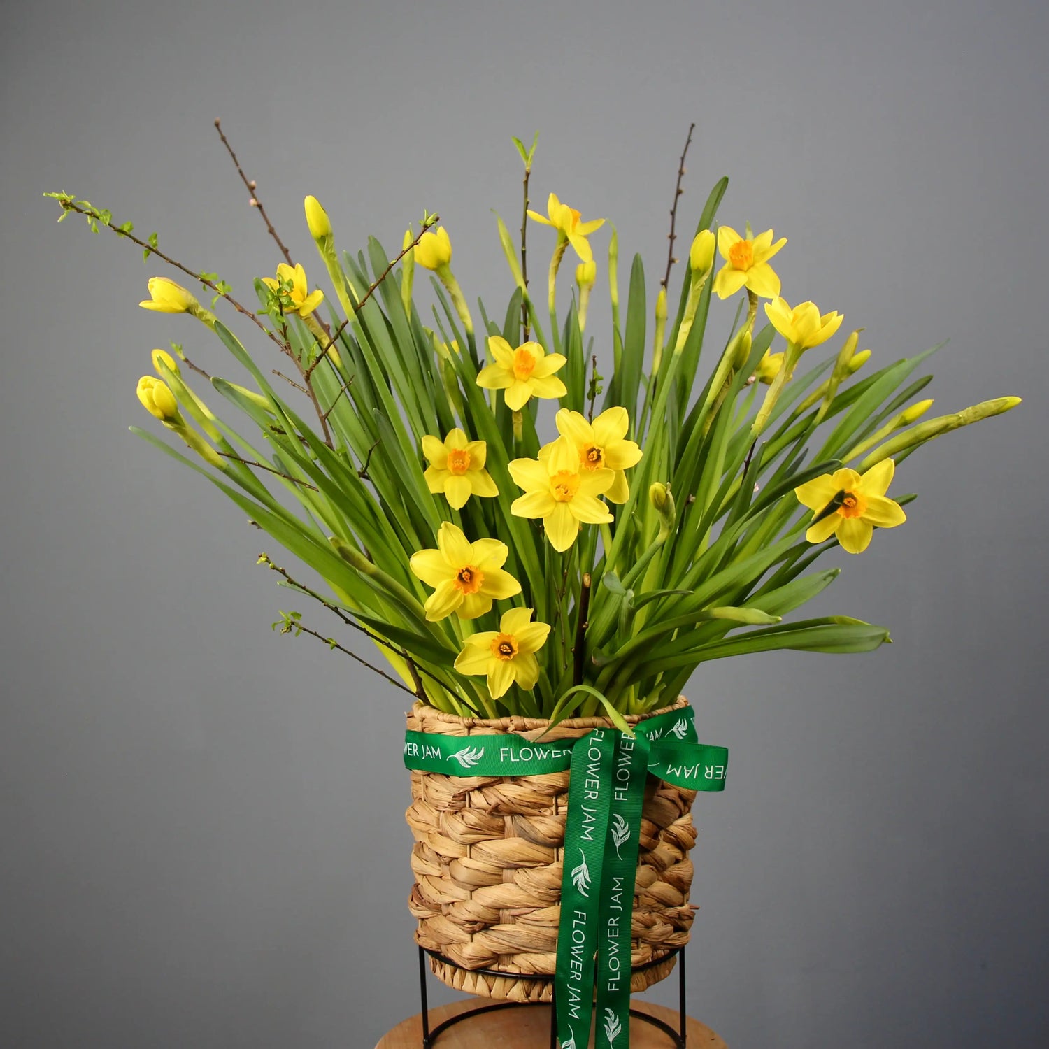 yellow daffodils in a basket