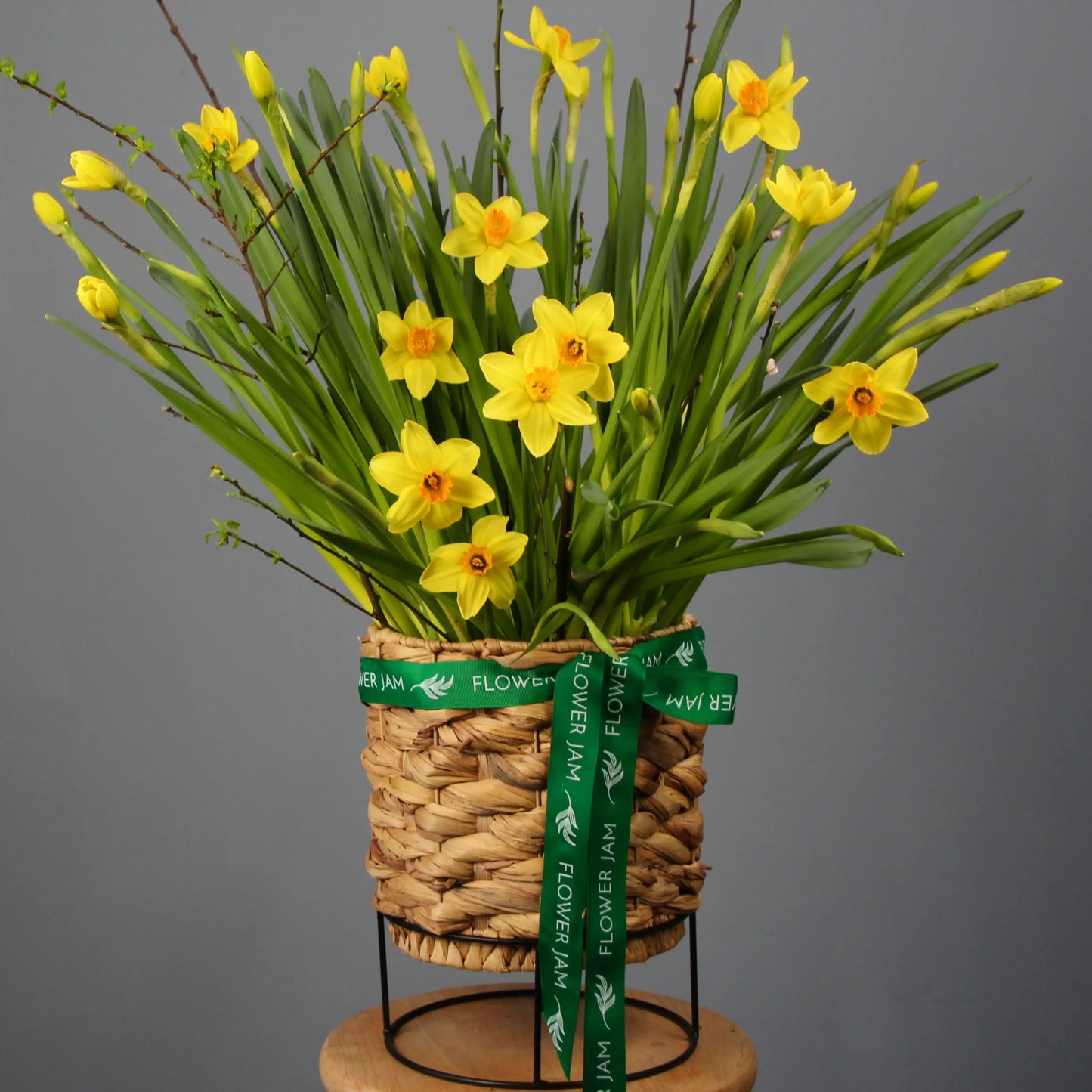 yellow daffodils in a basket