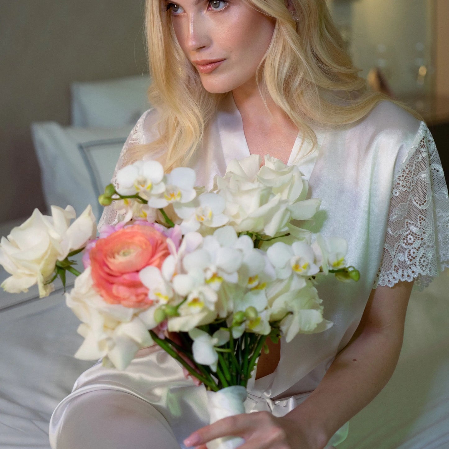 bridal bouquet of orchids and roses
