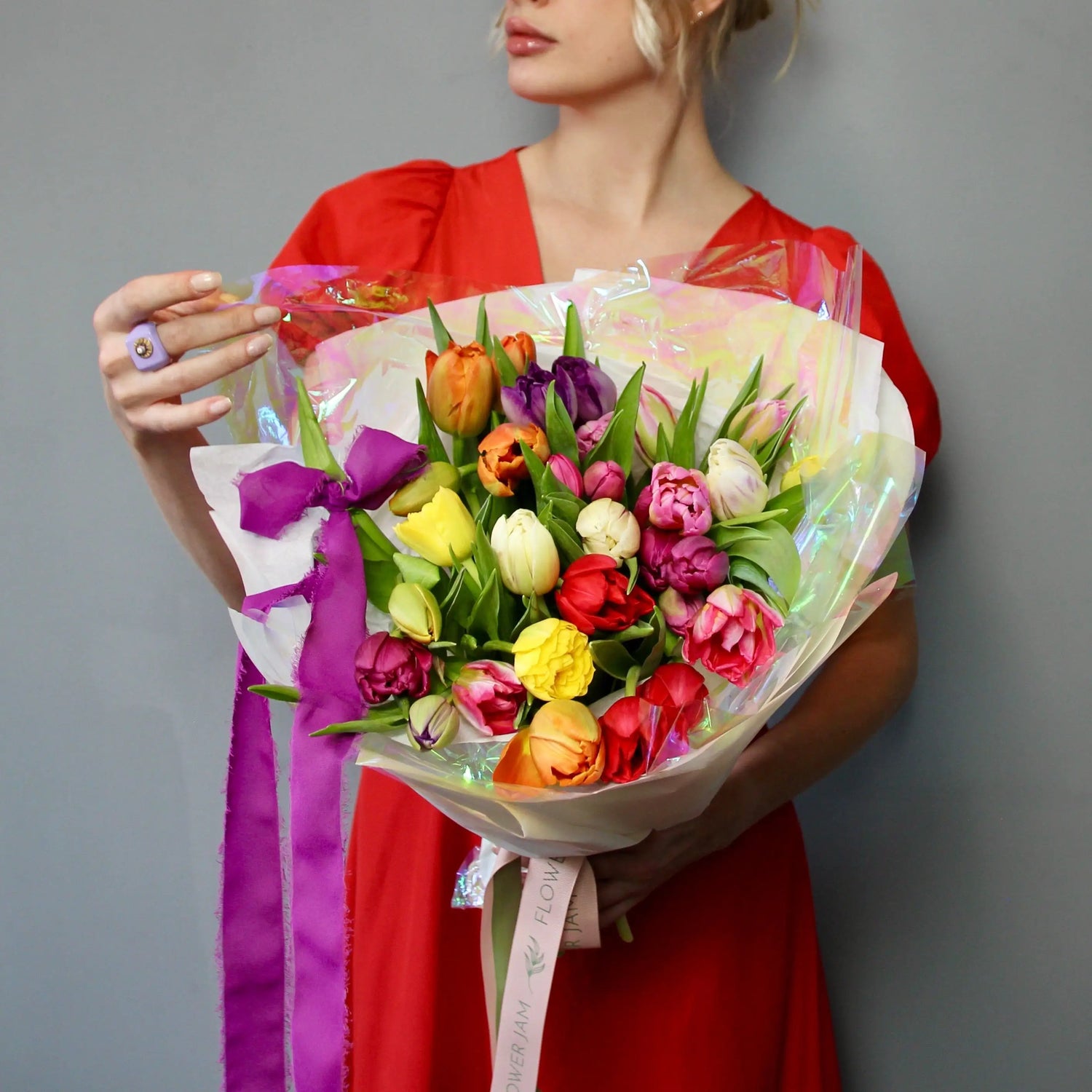 bouquet of colorful tulips