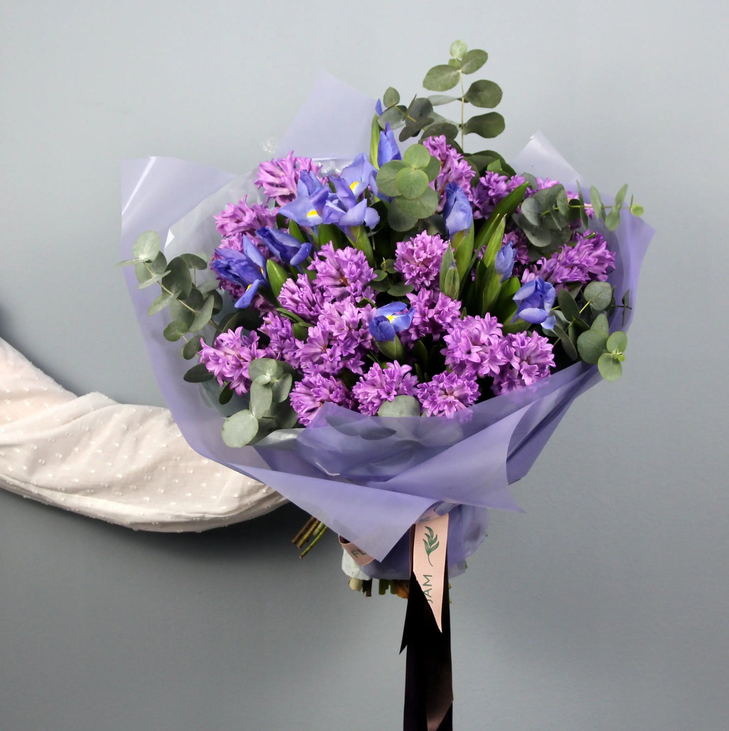 iris flowers eucalyptus genova Bouquet of Flowers