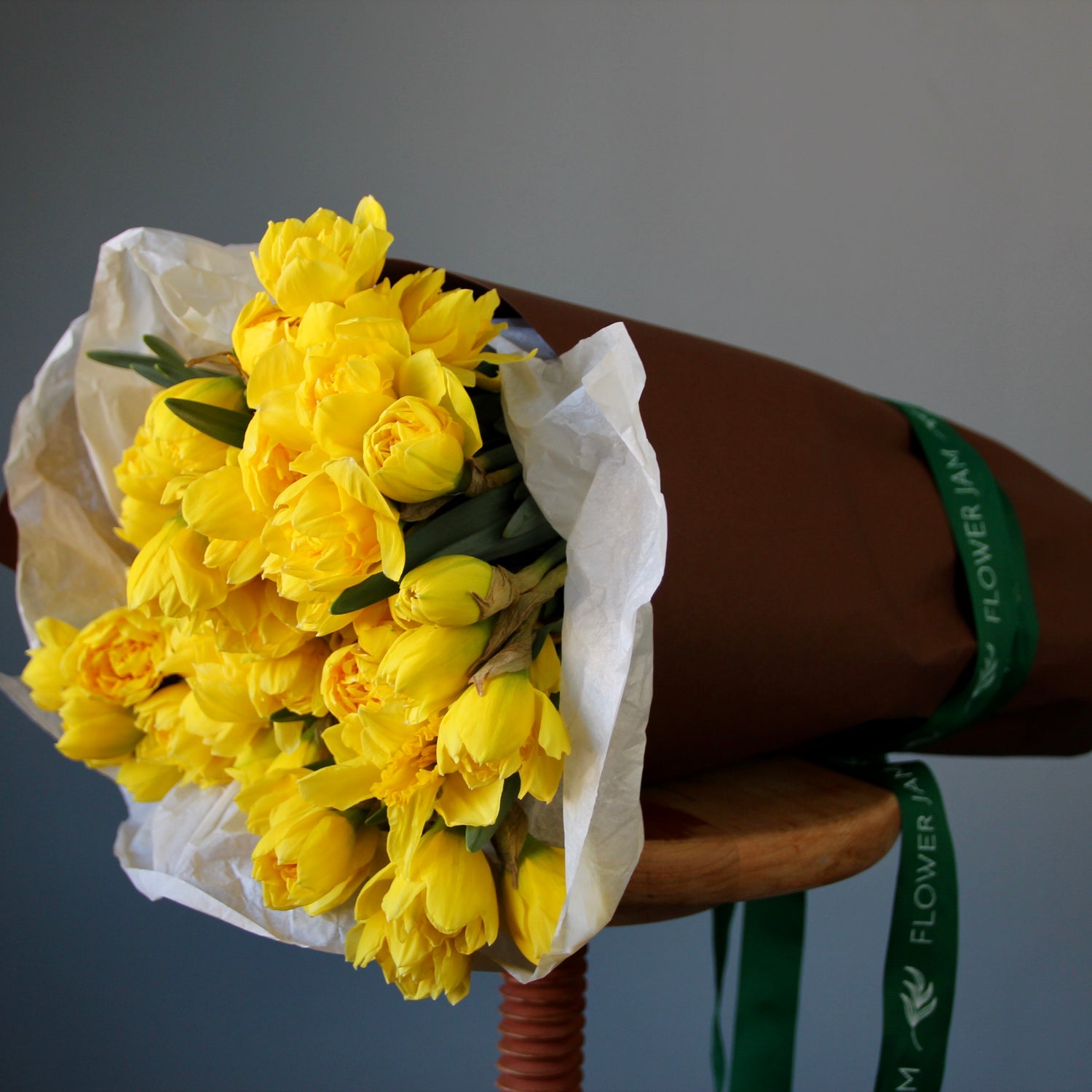 premium bouquet in brown wrapping paper in Genoa