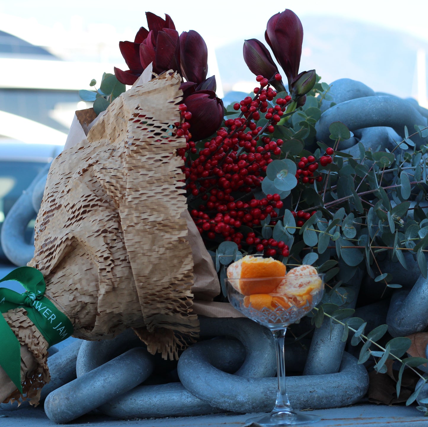 Christmas bouquet with oranges 